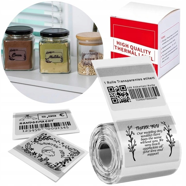Phomemo M110 M120 M200 transparent labels 40x60mm 130pcs sticker film