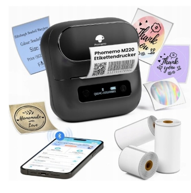 Phomemo M220 mini thermal printer self-adhesive sticker labels 80mm