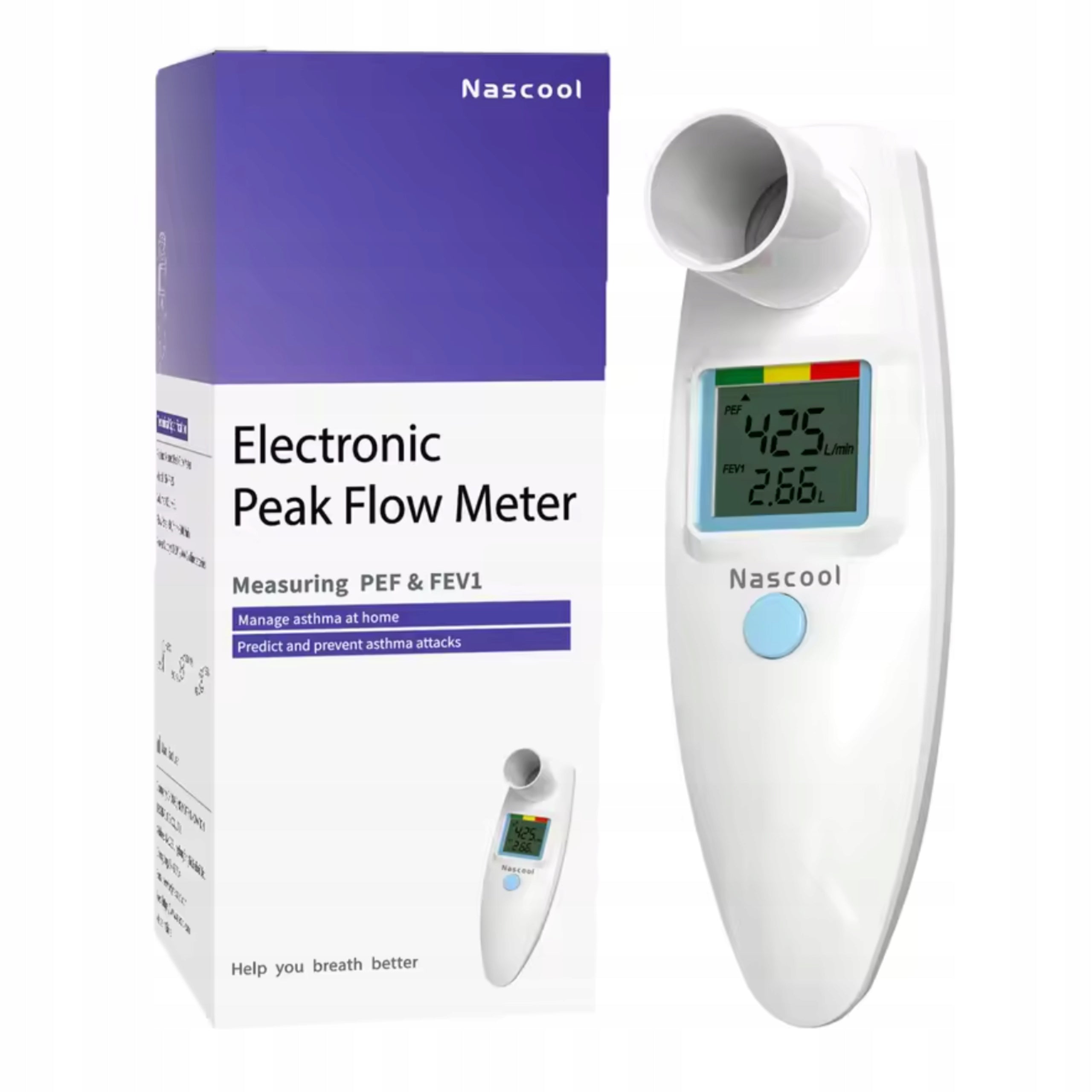 Picflometer Spirometr Digital Monitor Asthma Sonmol Measurement PEF FEV1 COPD