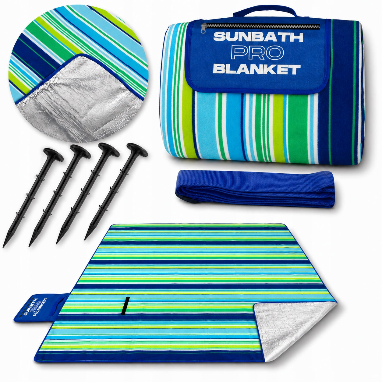 Picnic BLANKET SUN PRO 200x200cm BEACH INSULATION with handle HERRING STRAP