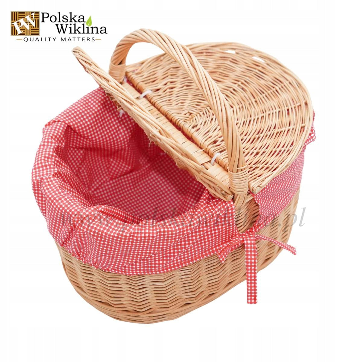 Picnic basket with insert red wicker closed LARGE Brand no brand