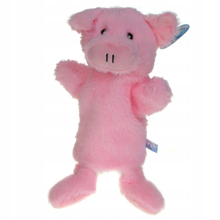Pig, pink piglet fluffy puppet on the hand of a child, adult 92928