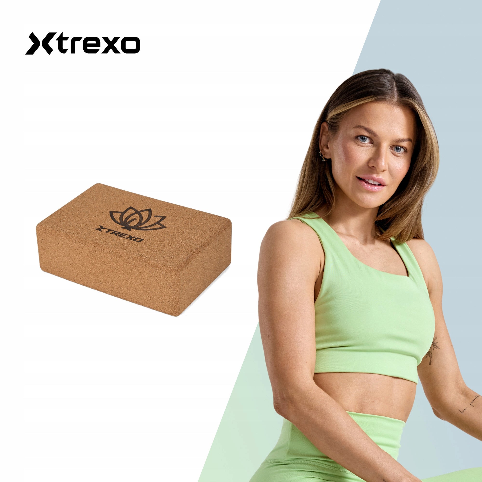 Pilates Yoga Cube XTREXO Cork NATURAL DURABLE 22x14x7 STABLE Packaging status original