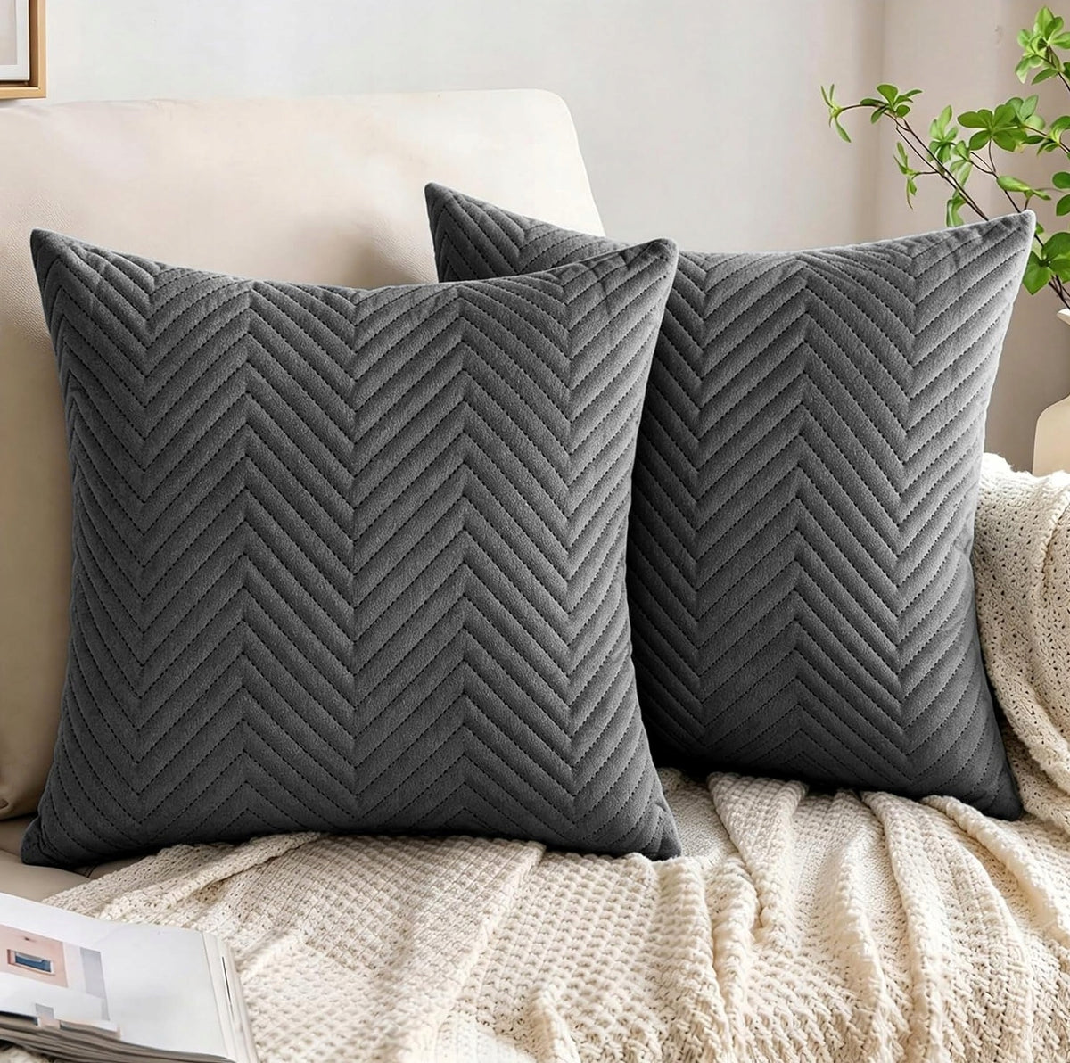 Pillowcase 45x45cm velvet quilted hidden zipper home decoration