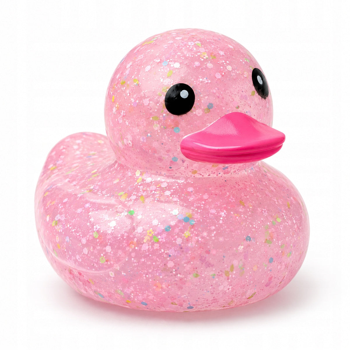 Pink Duck Rubber Squishy 17 cm Glitter Toy 12M+