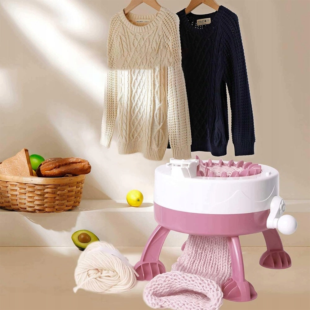 Pink Plastic Knitting Machine With Yarn For Knitting At Home Packaging status original