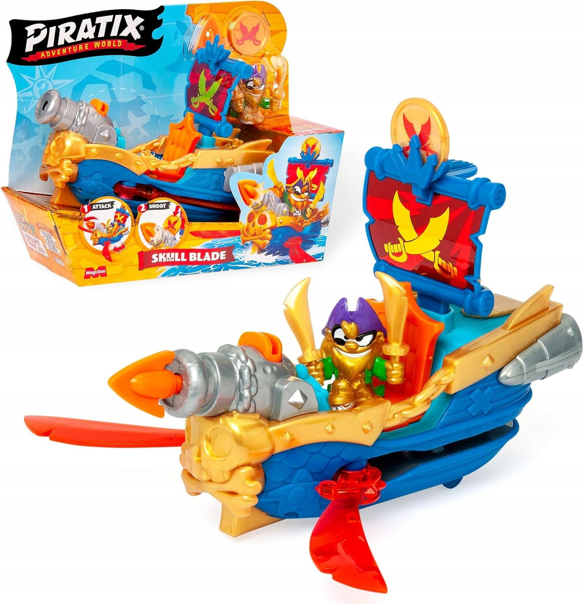 Pirateix Pirate Ship Pirate Skull Blade Set + Figurine Magicbox
