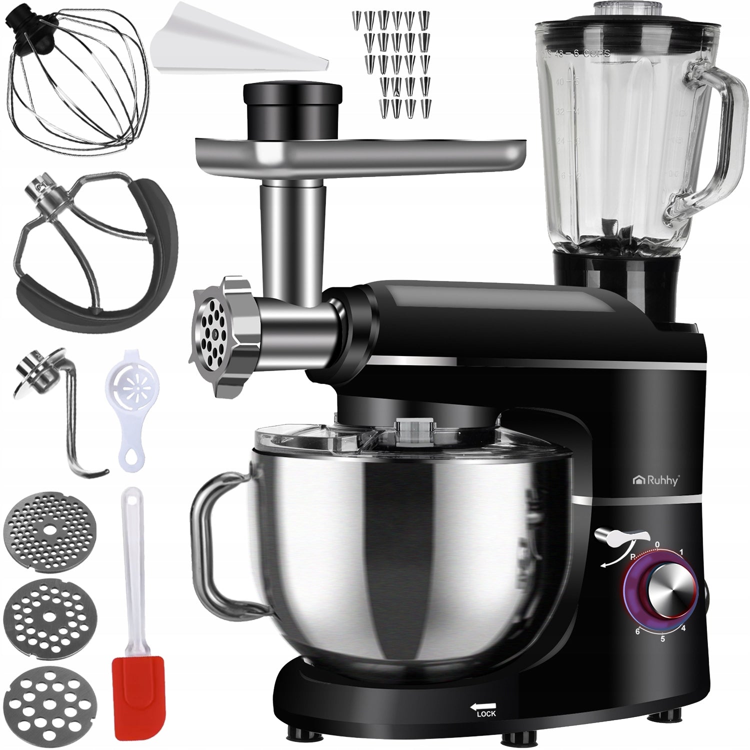 Planetary Food Processor Multifunctional with Bowl 6,2 L Blender Machine 3in1