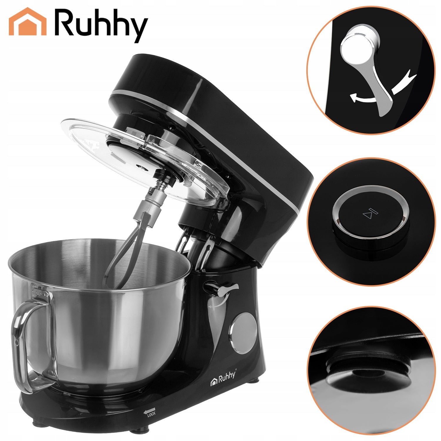 Planetary Food Processor with Heated Bowl 5,7L Ruhhy Mixer for Cake Brand Ruhhy