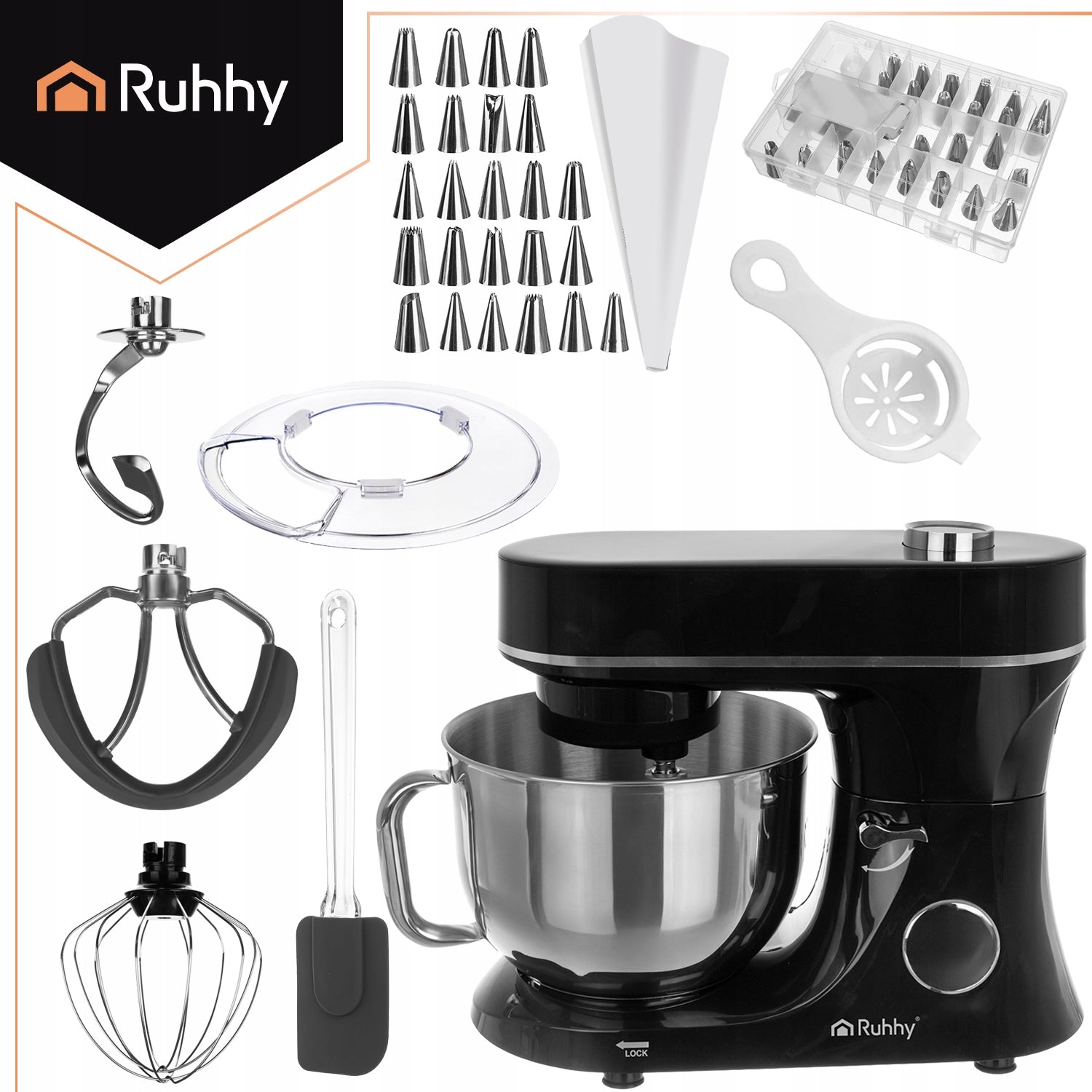 Planetary Food Processor with Heated Bowl 5,7L Ruhhy Mixer for Cake Manufacturer code Robot kuchenny z podgrzewaną misą Ruhhy 25726