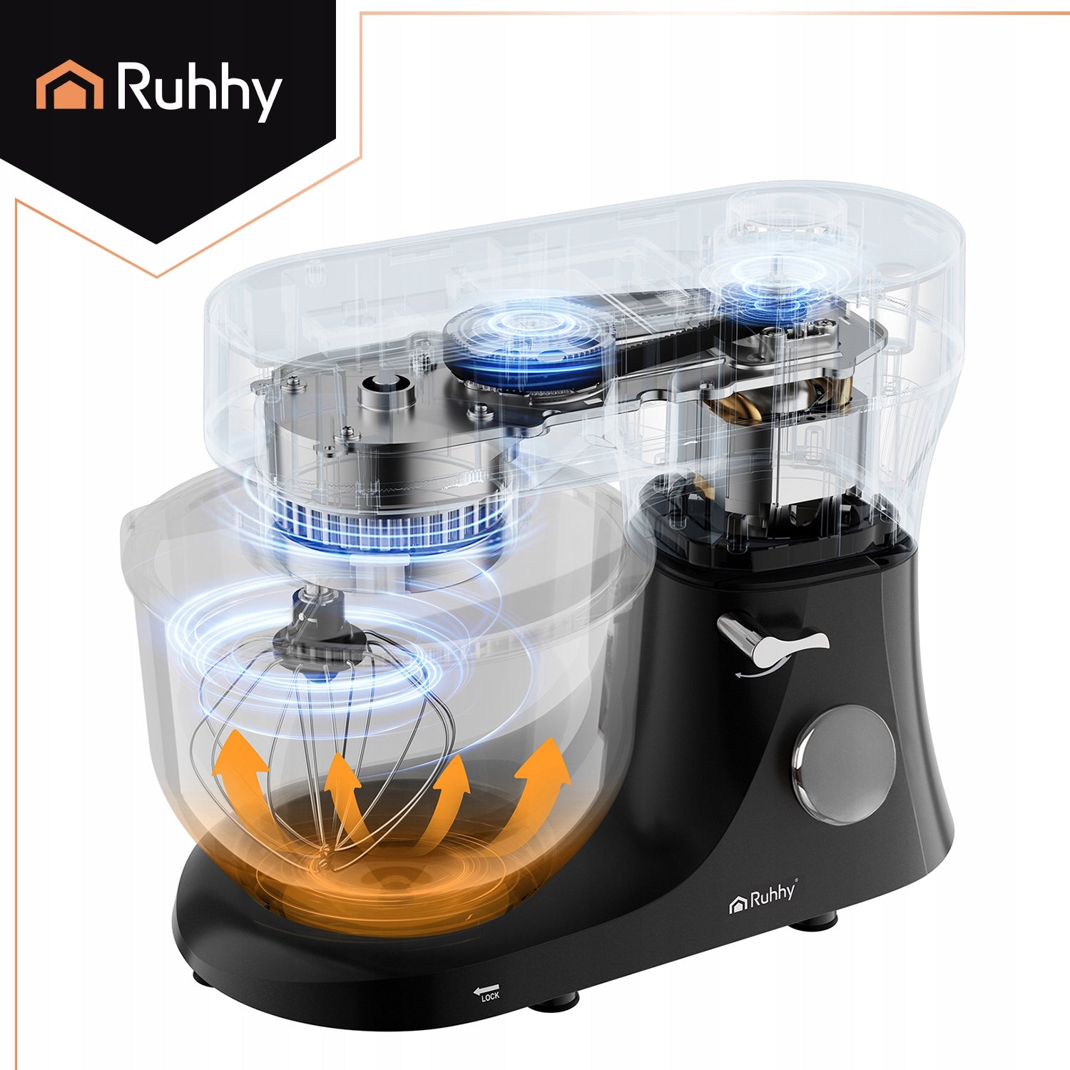 Planetary Food Processor with Heated Bowl 5,7L Ruhhy Mixer for Cake Power rating 2000 W
