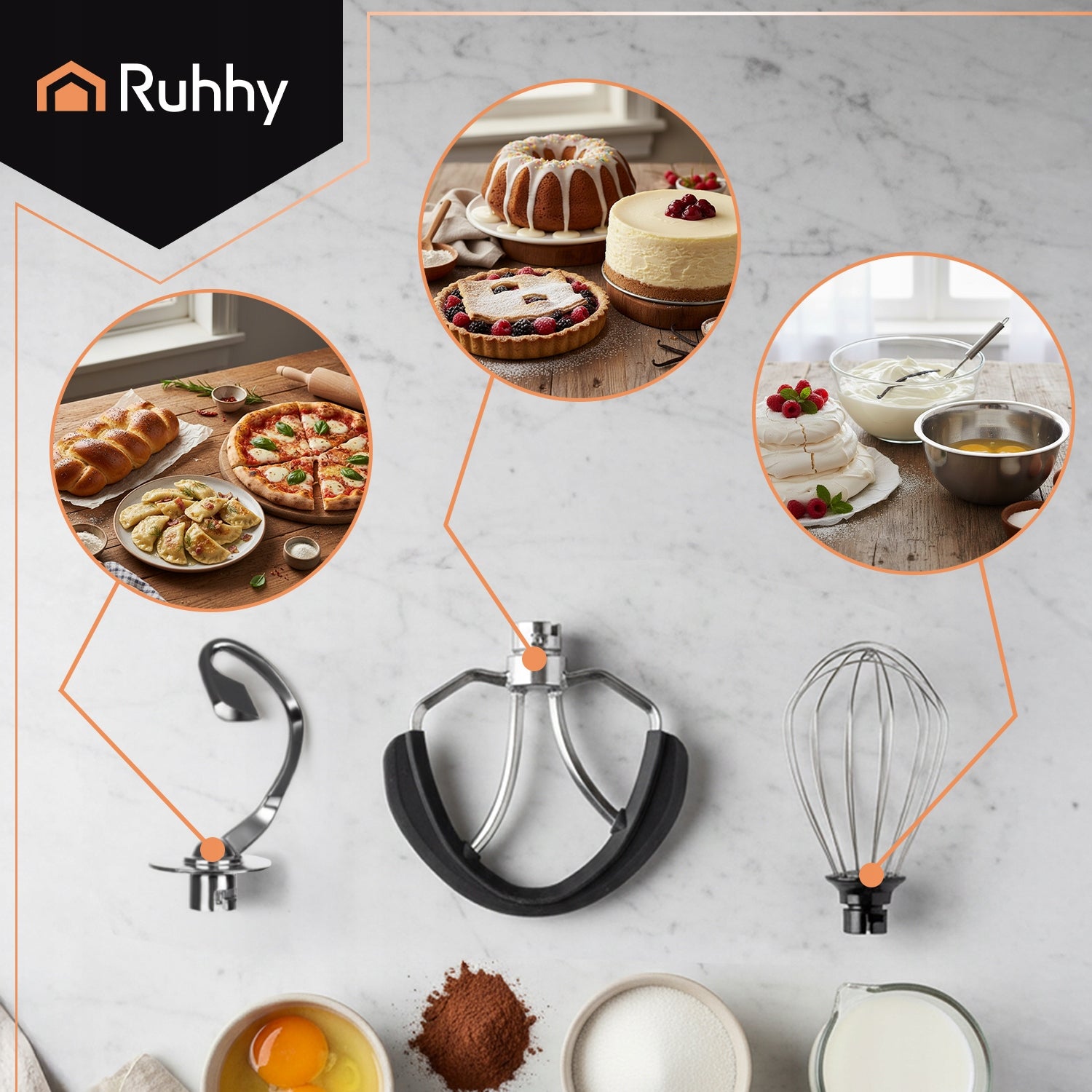 Planetary Kitchen Robot with Heated Bowl 5,7L Ruhhy Large Multifunctional Dominant color gray