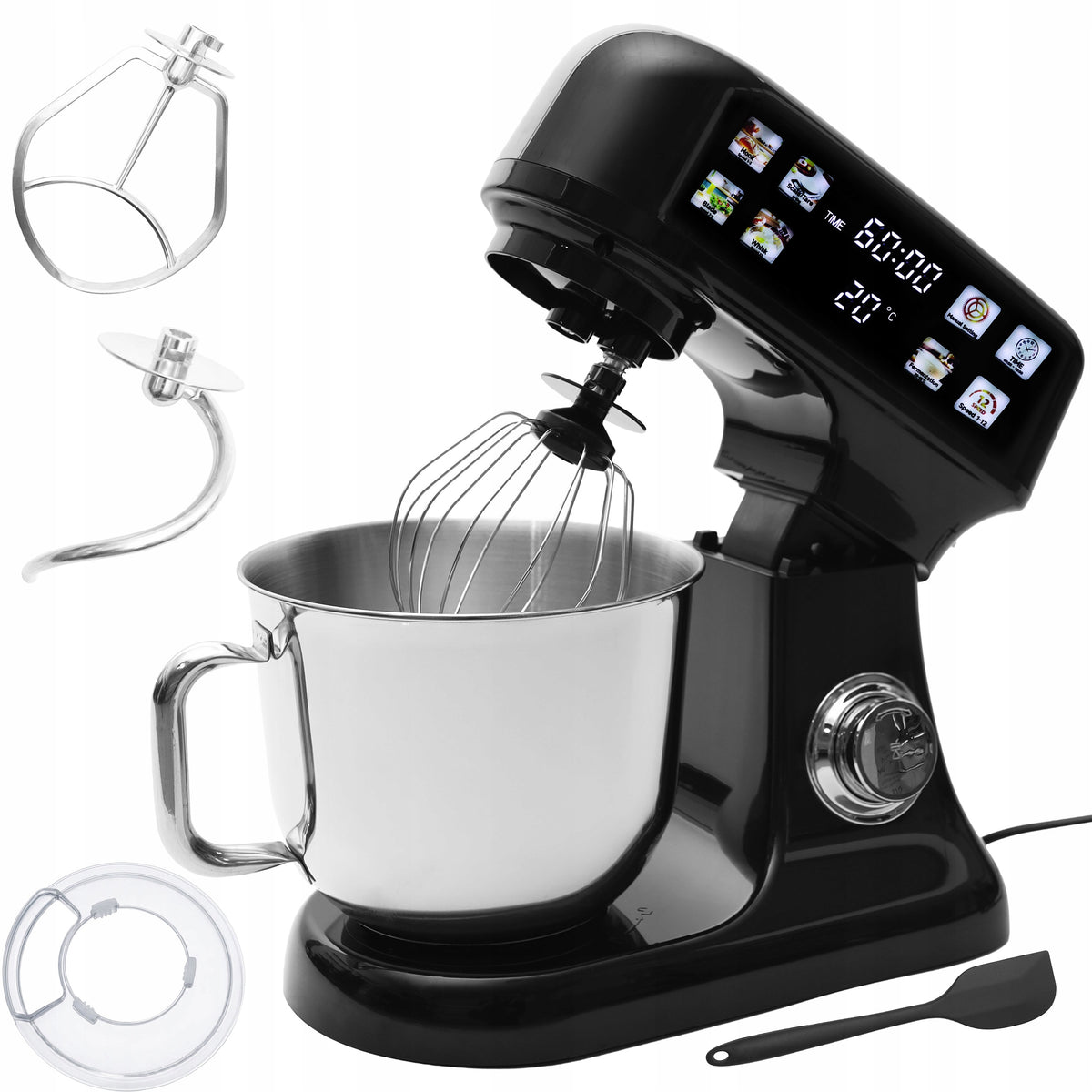 Planetary Robot Kitchen Mixer Bowl 6l LED Panel Fermentation Weight Black