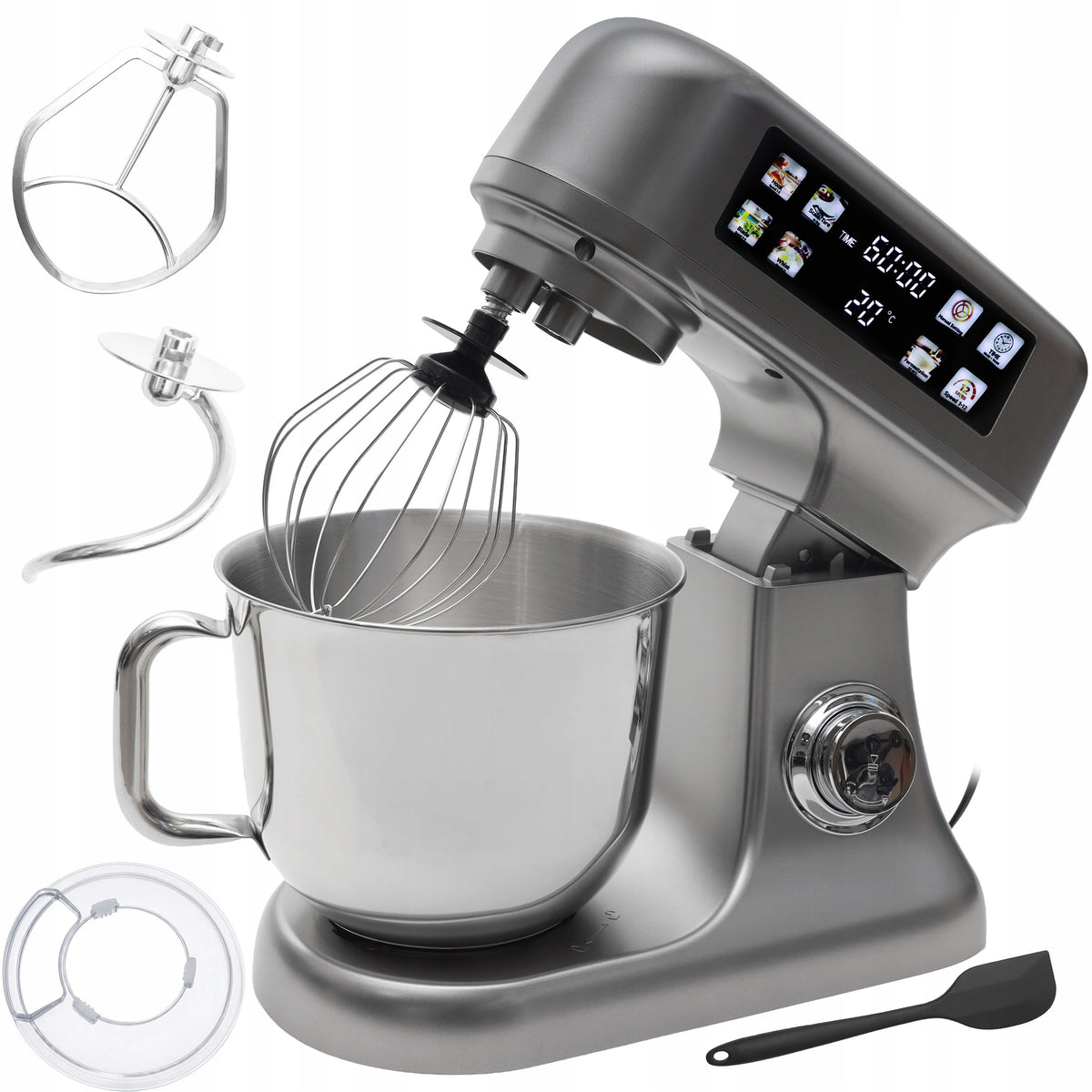 Planetary Robot Kitchen Mixer Bowl 6l Panel LED Fermentation Weight Silver