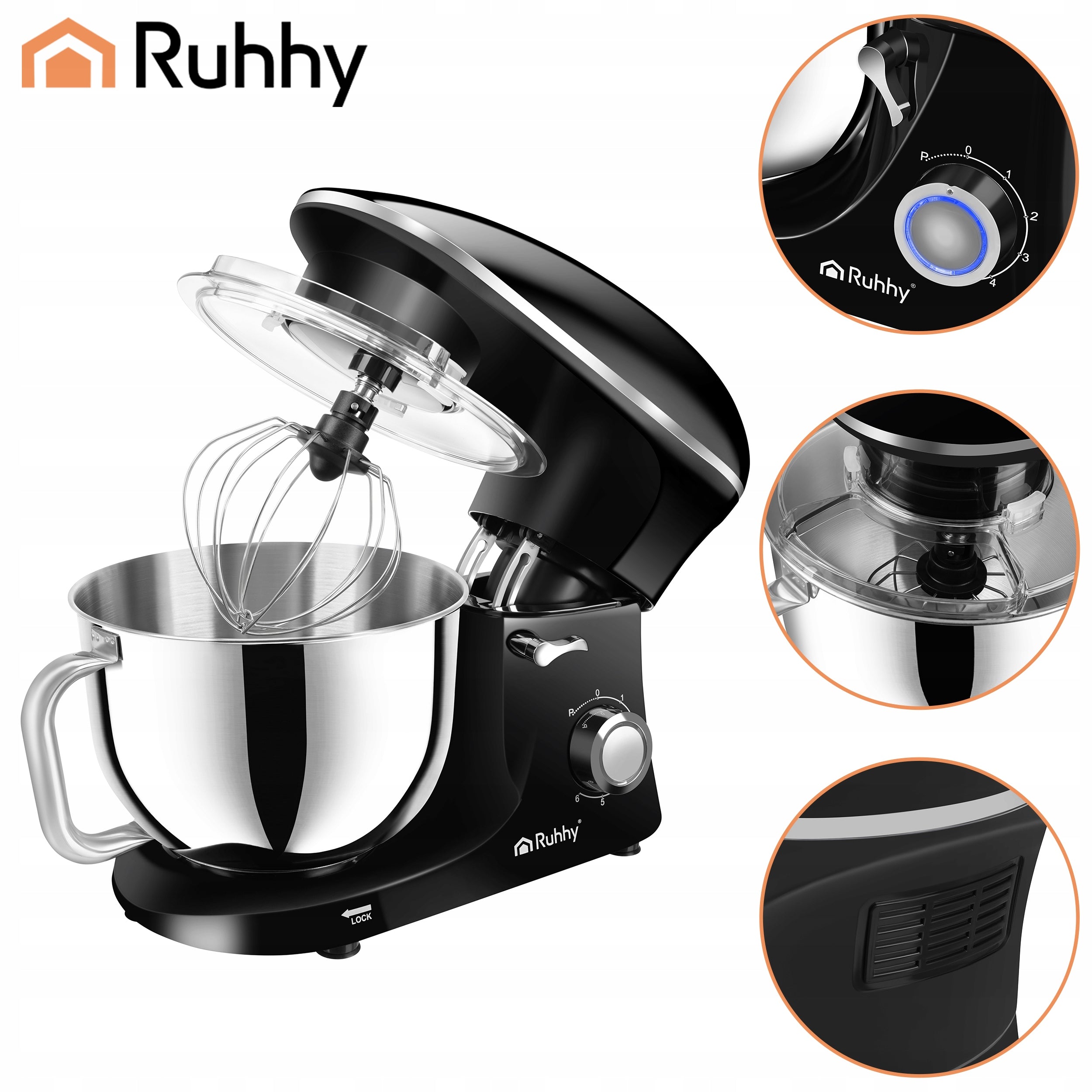 Planetary Robot Kitchen Mixer Multifunctional with Large Bowl 6,2L 9in1 Powerful Operating modes pulsating