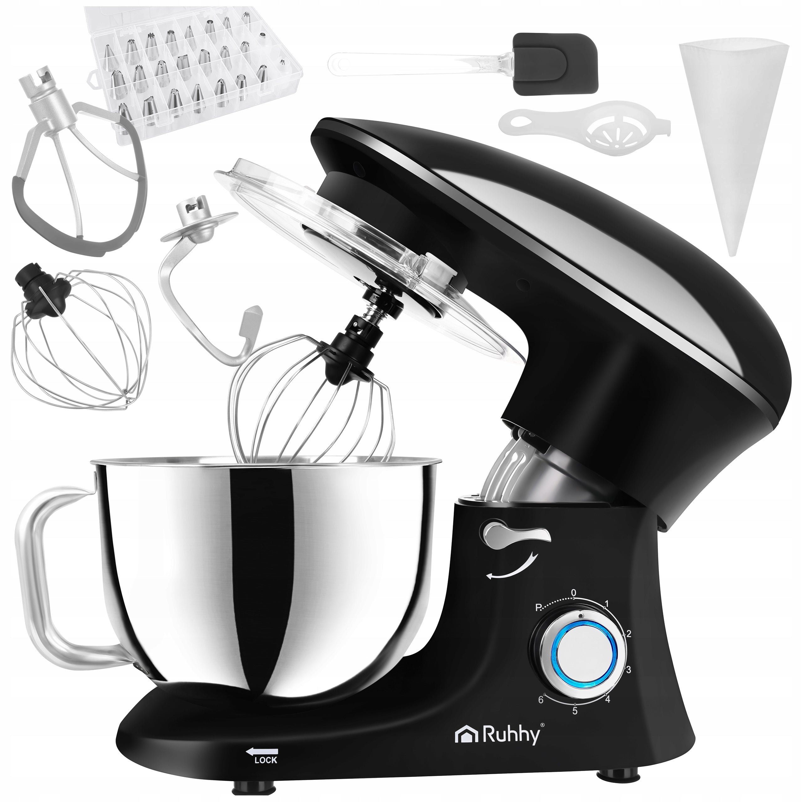 Planetary Robot Kitchen Mixer Multifunctional with Large Bowl 6,2L 9in1 Powerful