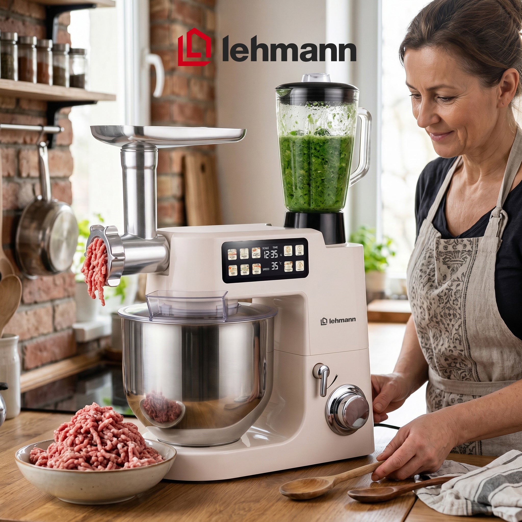 Planetary Robot Kitchen Mixer Multifunctional with Large Bowl 8L 4000 2100W Brand Lehmann