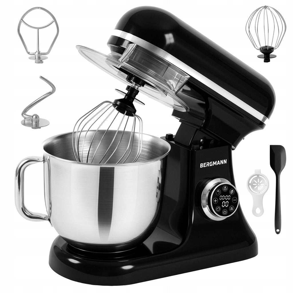 Planetary food processor BERGMANN 3500W 6L WITH SCALE black + 3 AGITATORS