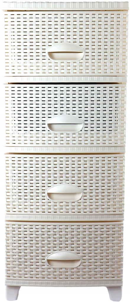 Plastic Chest of Drawers RATTAN White 4 Drawers Easy Assembly For Bathroom Room Brand no brand
