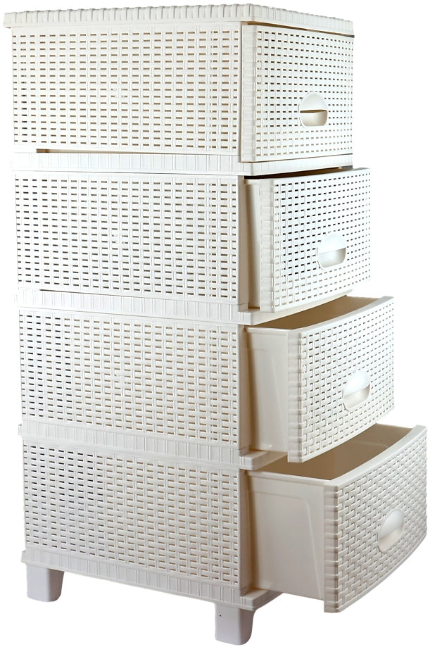 Plastic Chest of Drawers RATTAN White 4 Drawers Easy Assembly For Bathroom Room Manufacturer code TRN-069-06-5902600264996