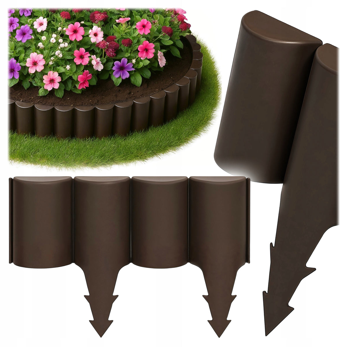 Plastic Garden Palisade 240cm Garden FENCE UV Bronze
