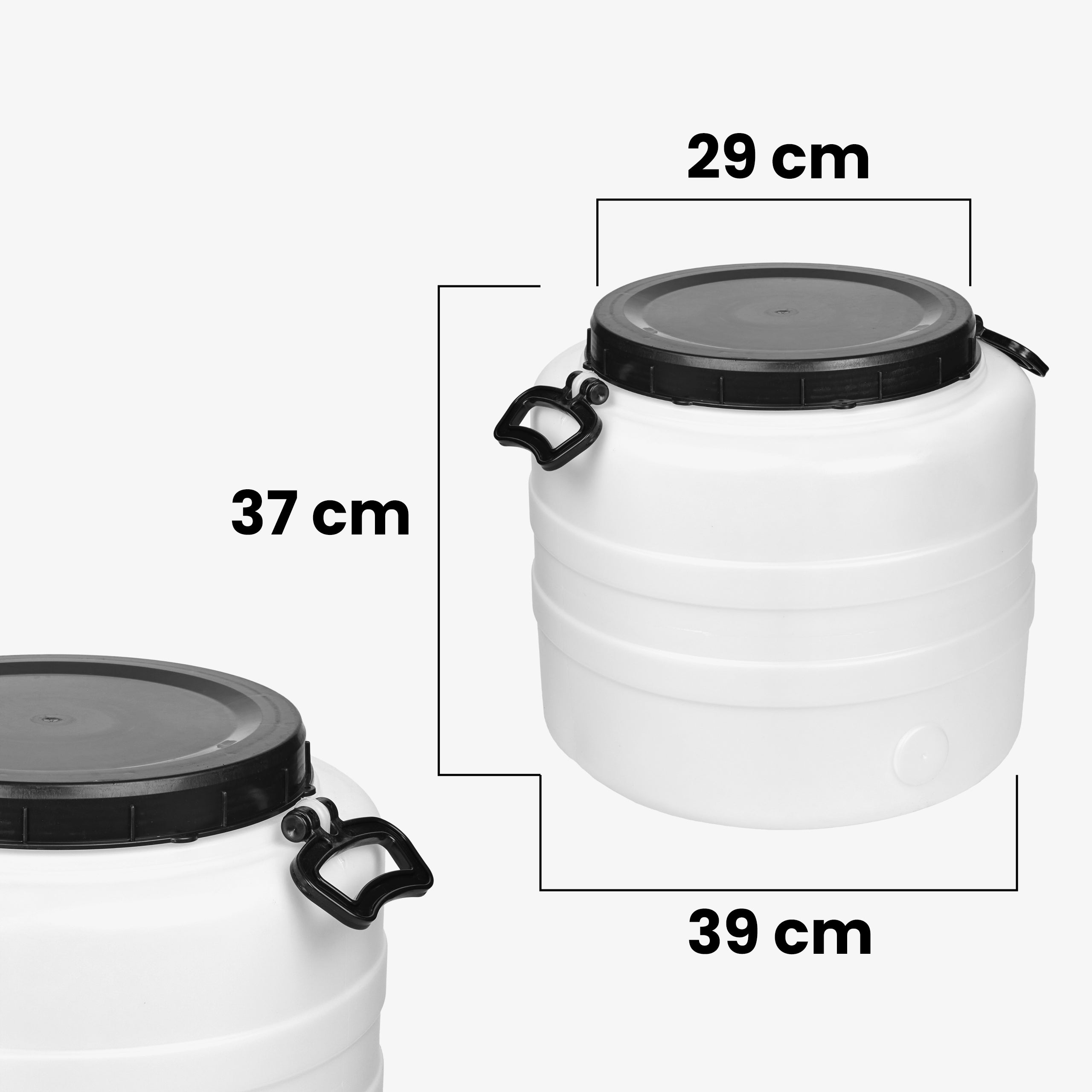 Plastic barrel 30L for food pickling HDPE handles Garronda Brand Garronda