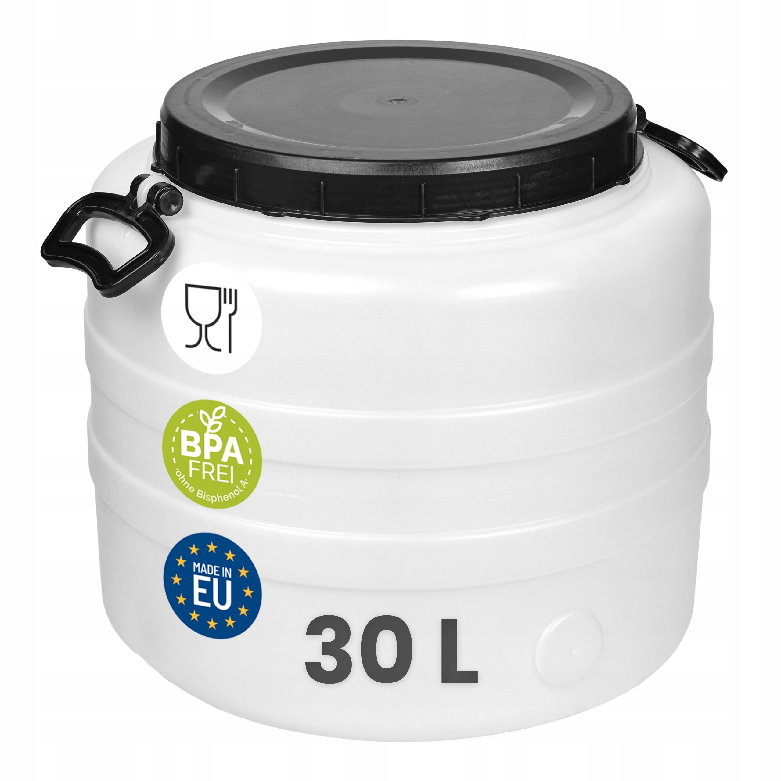 Plastic barrel 30L for food pickling HDPE handles Garronda