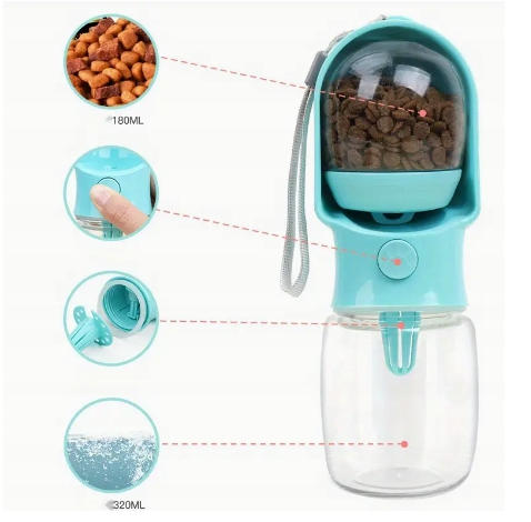 Plastic container for water and dog and cat food 0,32 l Manufacturer code BUTELKA DLA PSA KOTA POIDŁO BIDON PRZENOŚNA