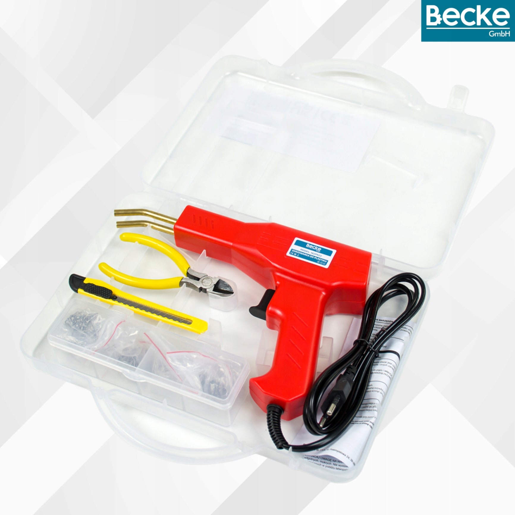 Plastic welding machine soldering iron stapler BECKE set of 200pcs Batteries included no