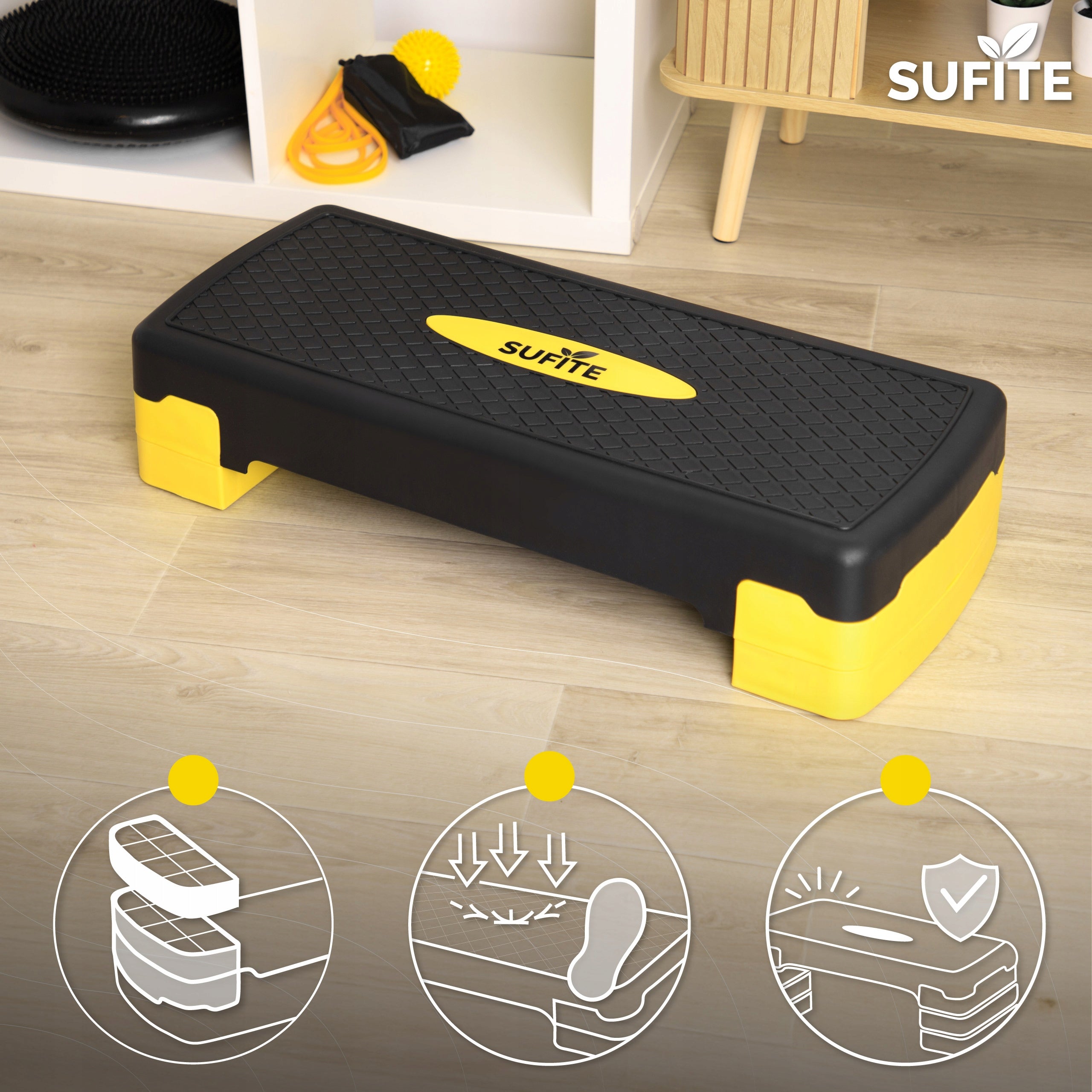 Platfroma for steppe SUFITE for aerobics exercises adjustable 2 fitness levels Brand SUFITE
