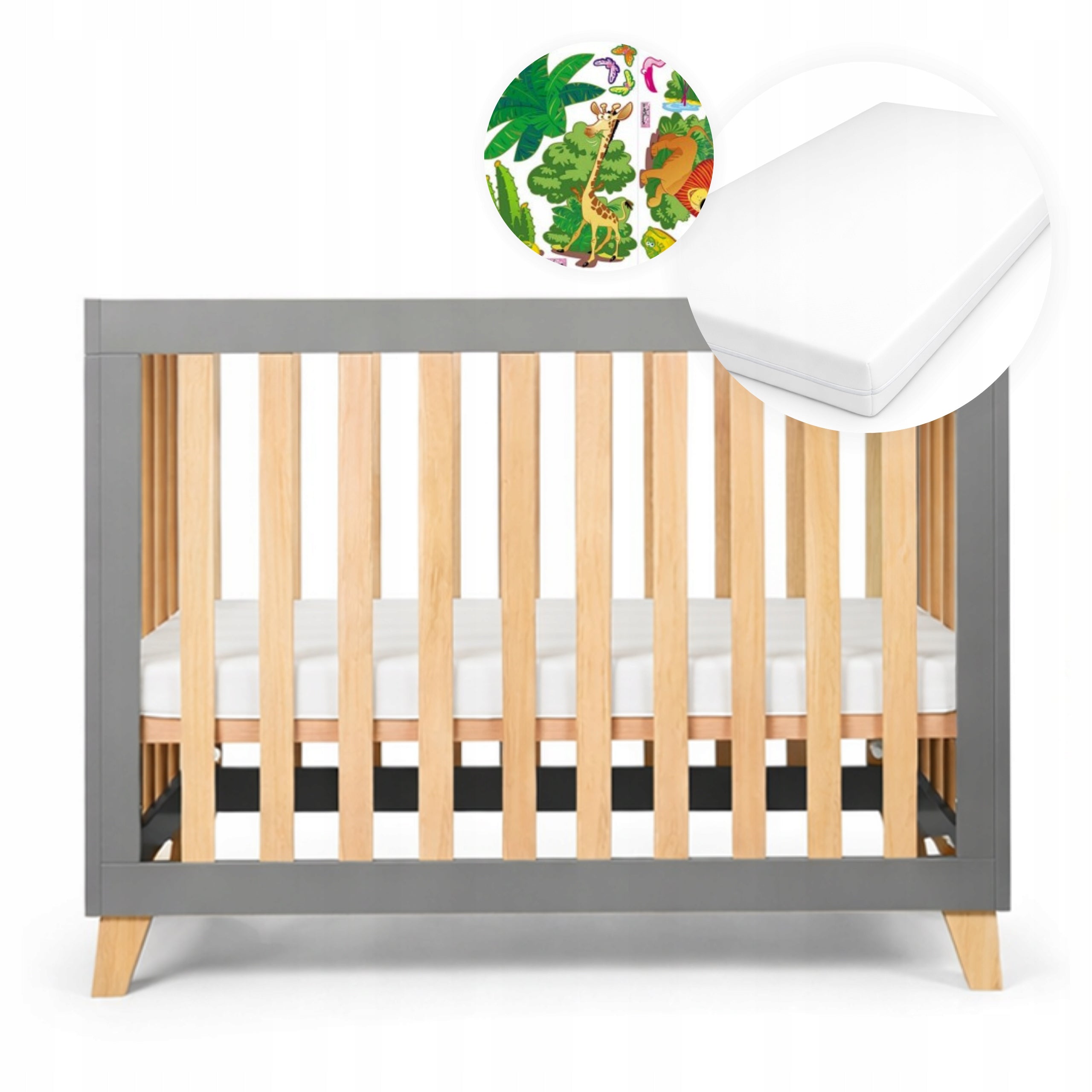 Playpen Baby Crib 100x70 cm - Mattress and Wall Stickers FREEBIE