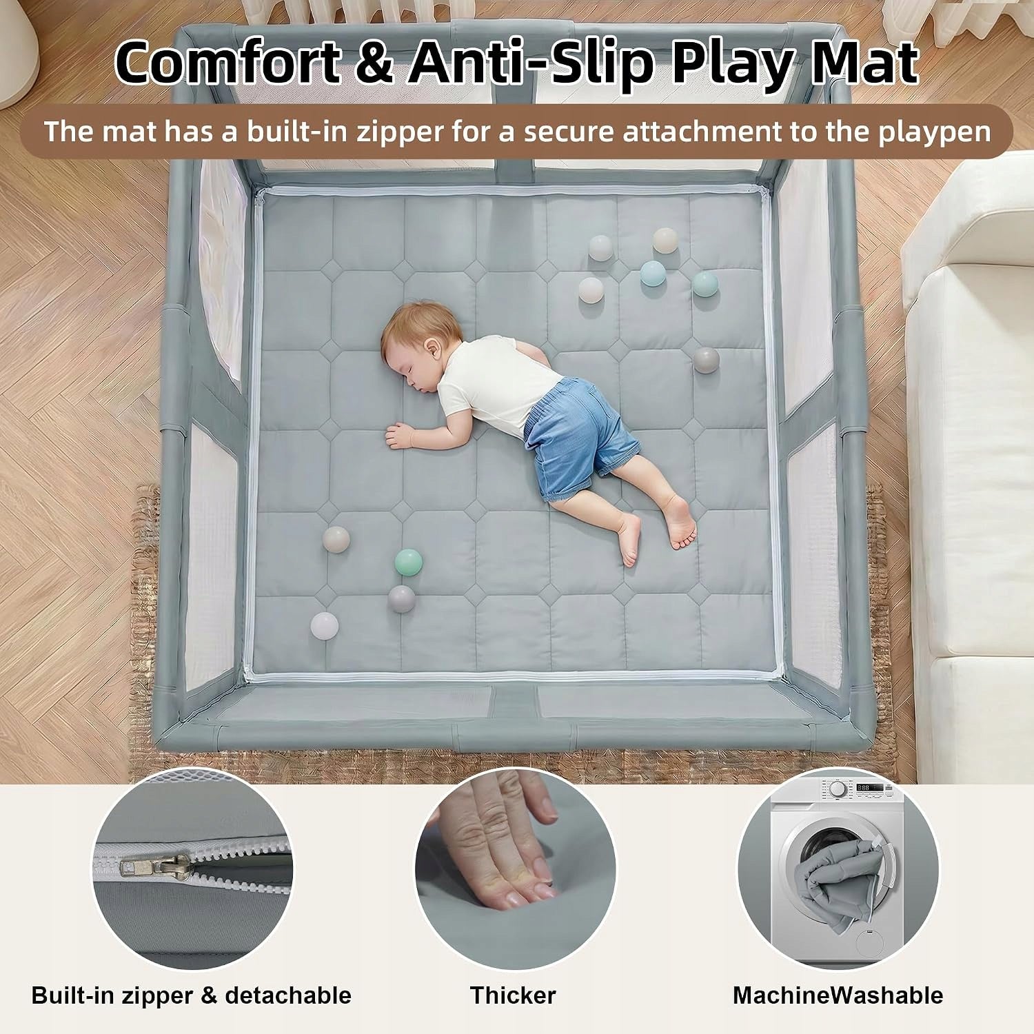 Playpen for Children Heyo.Ja 150 x 180 x 67 cm Folding Stable Grey Brand no brand