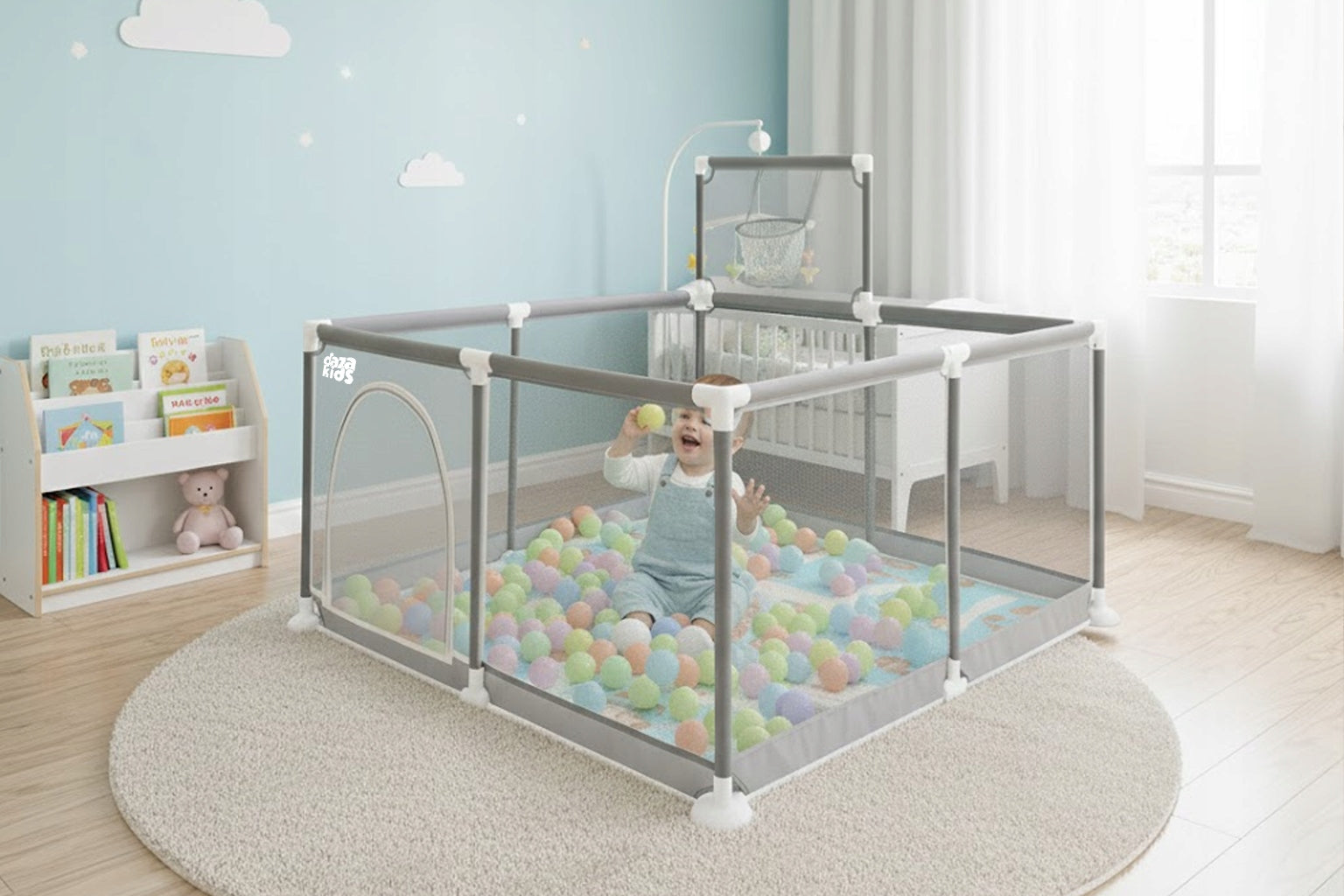Playpen for Children with Mat 126x126cm Folding Playpen for Children with Balls Manufacturer code KOJEC DLA DZIECKA 126x126cm DAZAKIDS