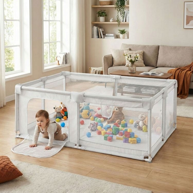 Playpen for children 160x200 cm dry pool square toys grey + bag Packaging status original