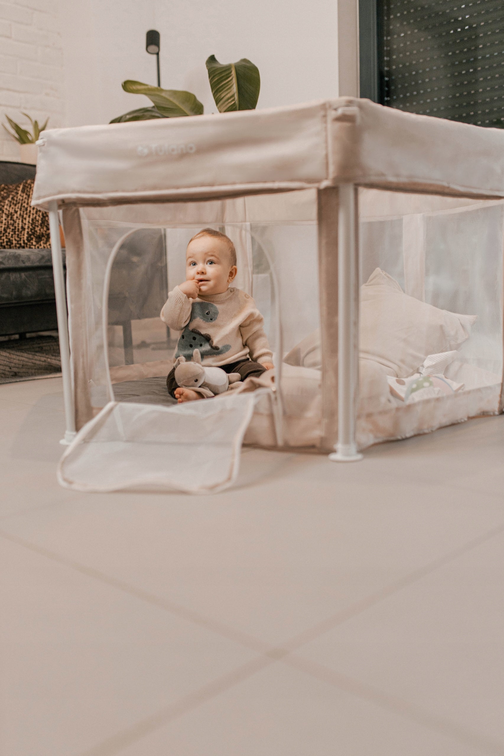 Playpen for children TULANO beige folding dry pool square toys 125x125 cm Packaging status original