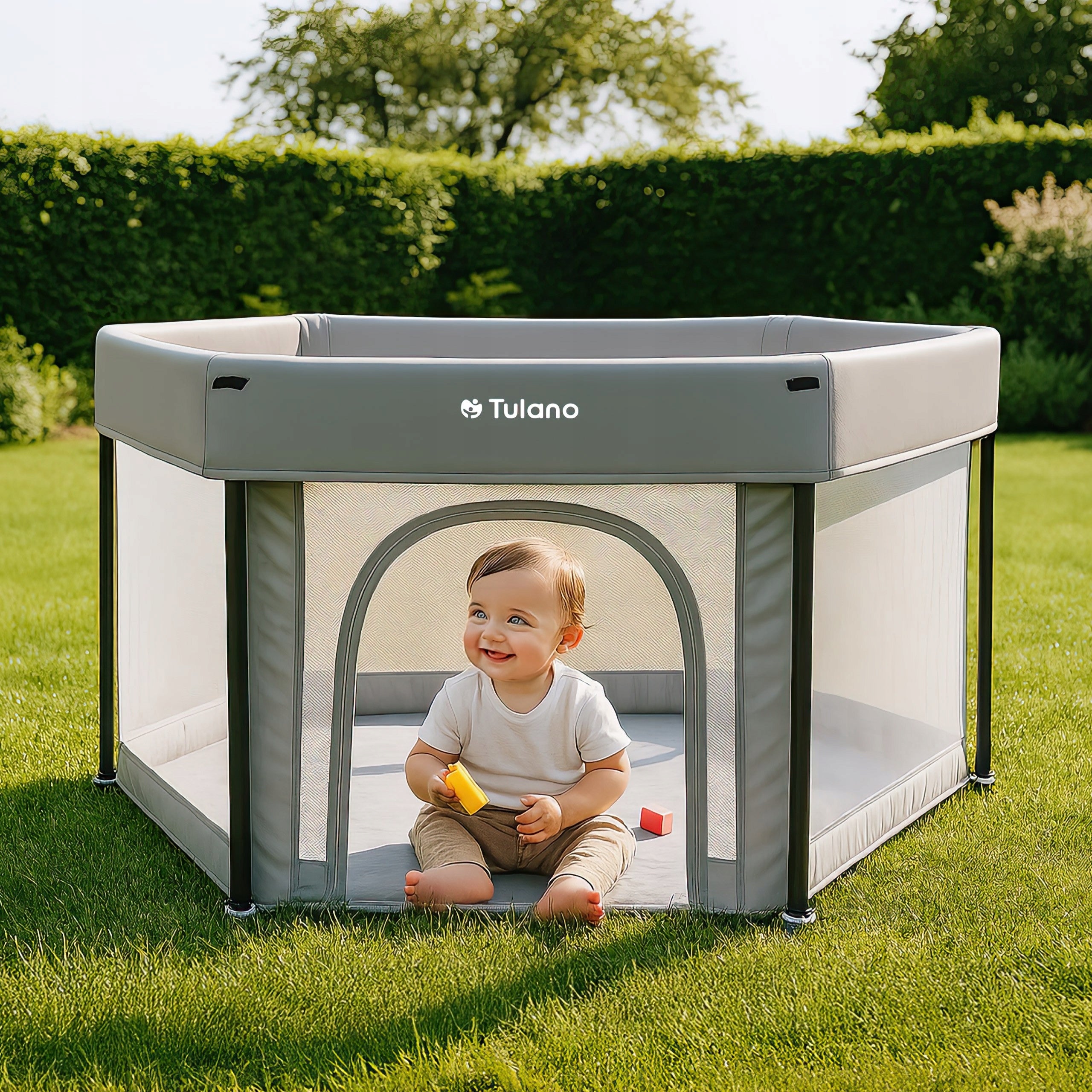 Playpen for children TULANO dry pool for children square toys grey 125x125 Packaging status original