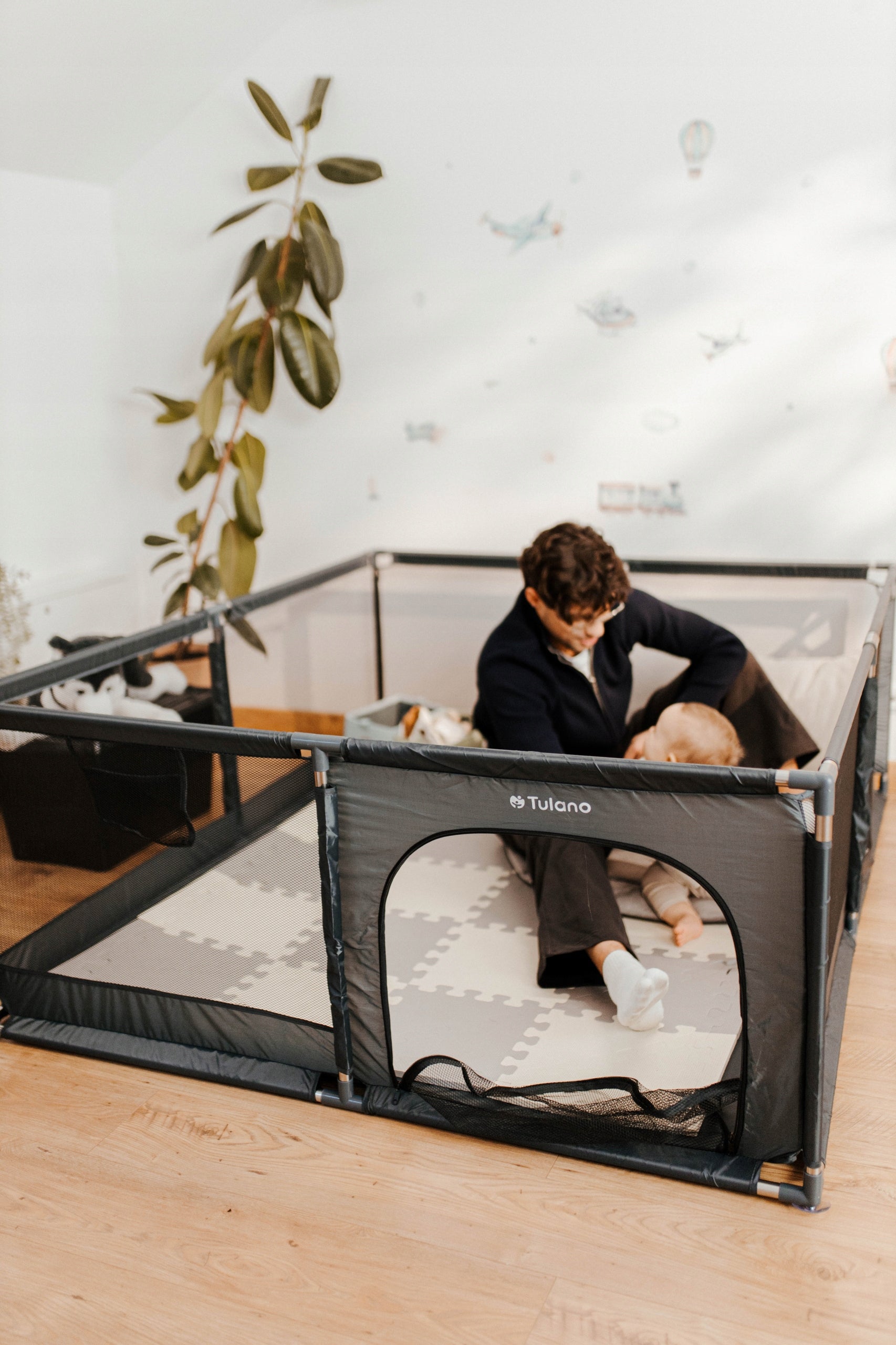 Playpen for children TULANO dry pool for children square toys grey 130x130 Brand TULANO