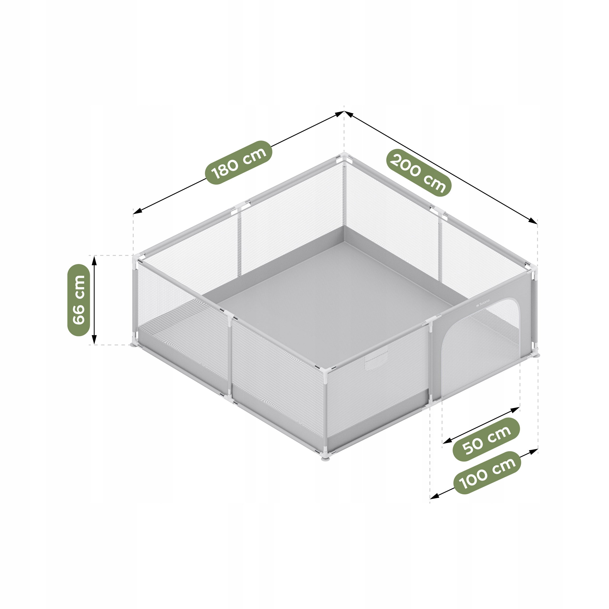 Playpen for children TULANO dry pool for children square toys grey 180x200 Manufacturer code TN-COZY 28 GREY