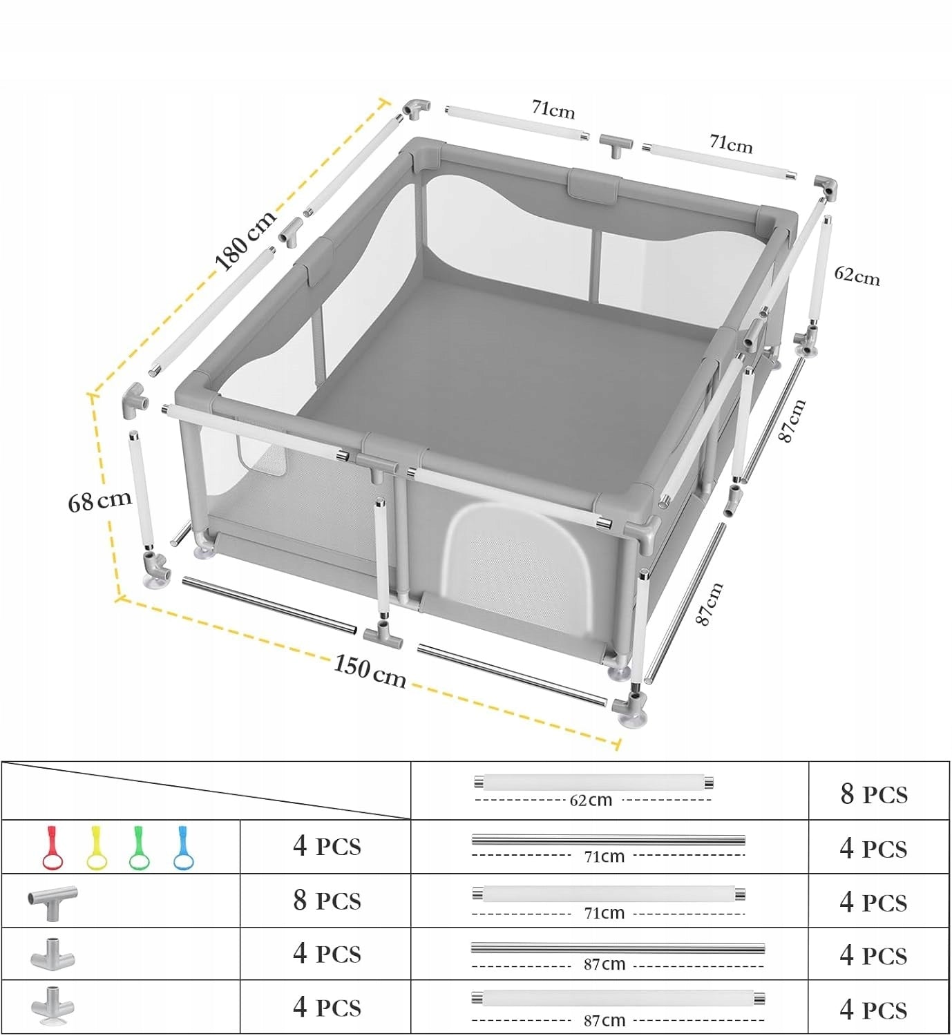 Playpen for children cot square toys dry pool 150x180 cm DESCRIPTION Brand no brand
