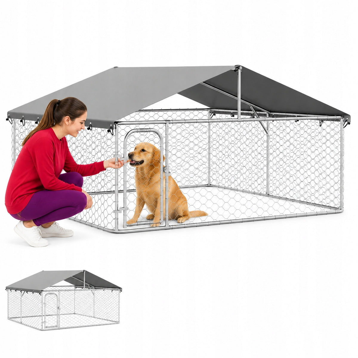 Playpen for dog with roof, 300 x 300 x 150 cm