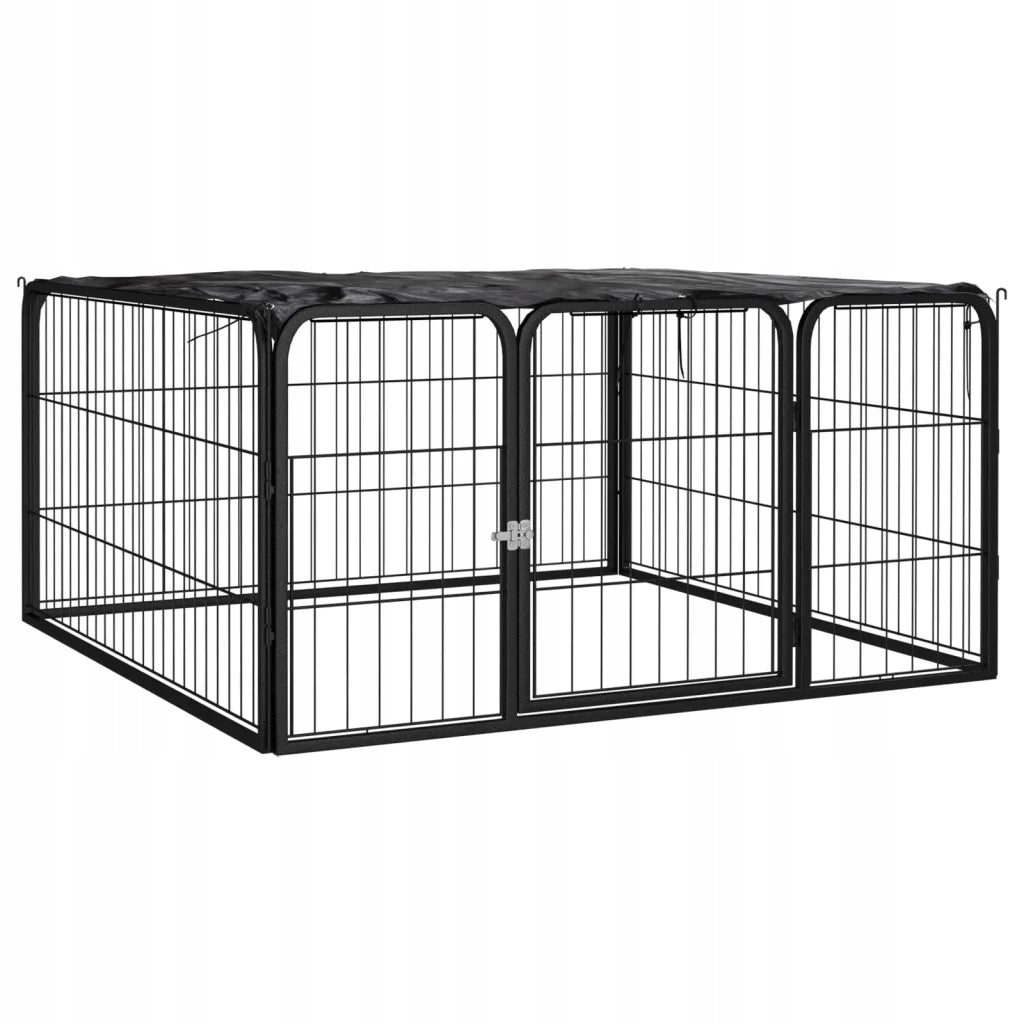Playpen for dogs, 4 panels, black, 100x50 cm, steel