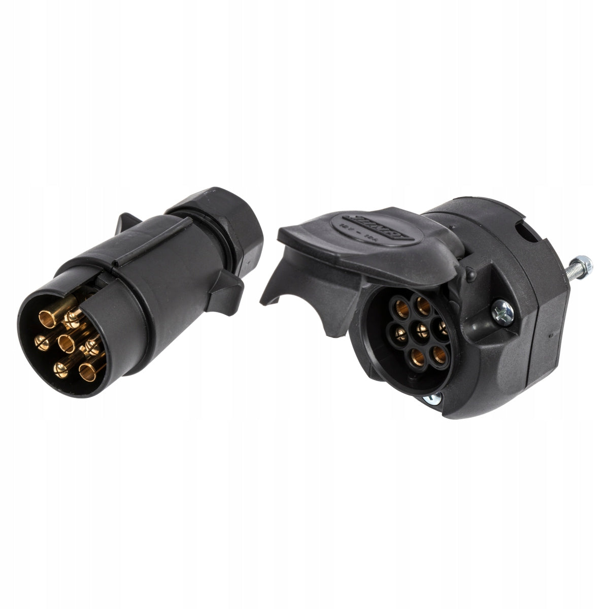 Plug + 7-pole socket for trailer set.
