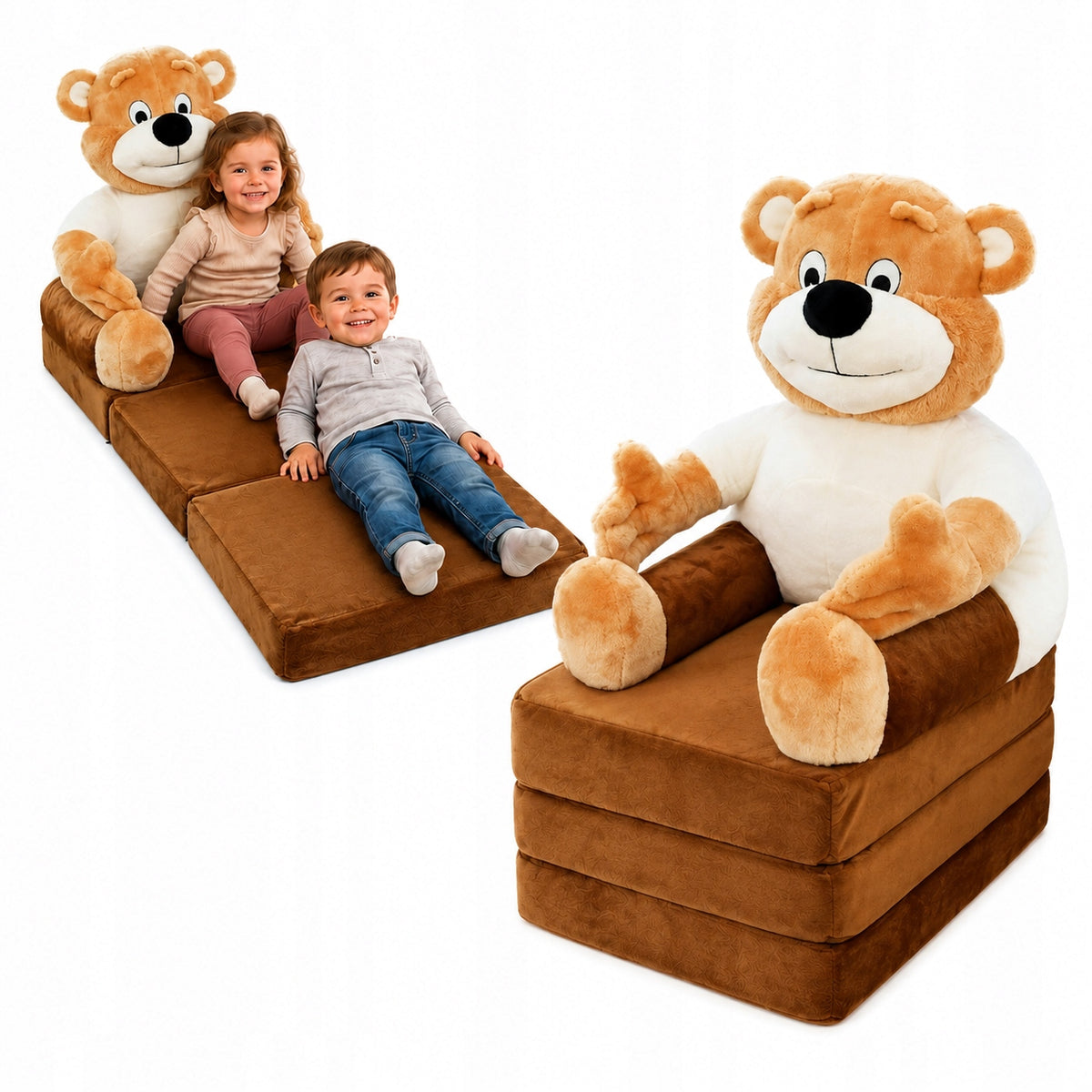 Plush Baby Couch Brown Bear XXL Reclining Highchair for Room