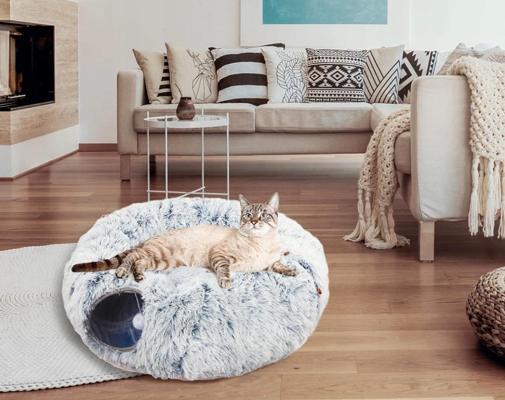 Plush Bed Dog Cat Pillow Soft Tunnel Cottage Toy 4in1 Packaging status original