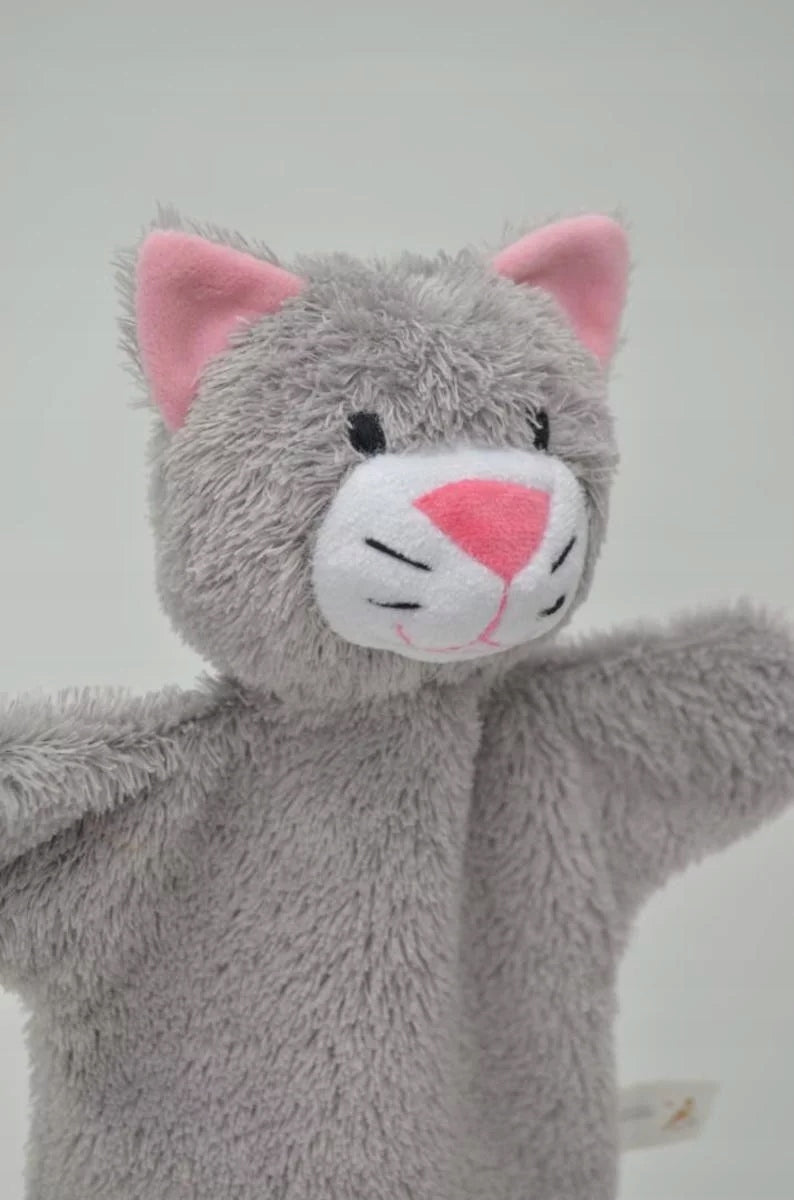 Plush Hand puppet Grey Kitten for babies from birth Packaging status original