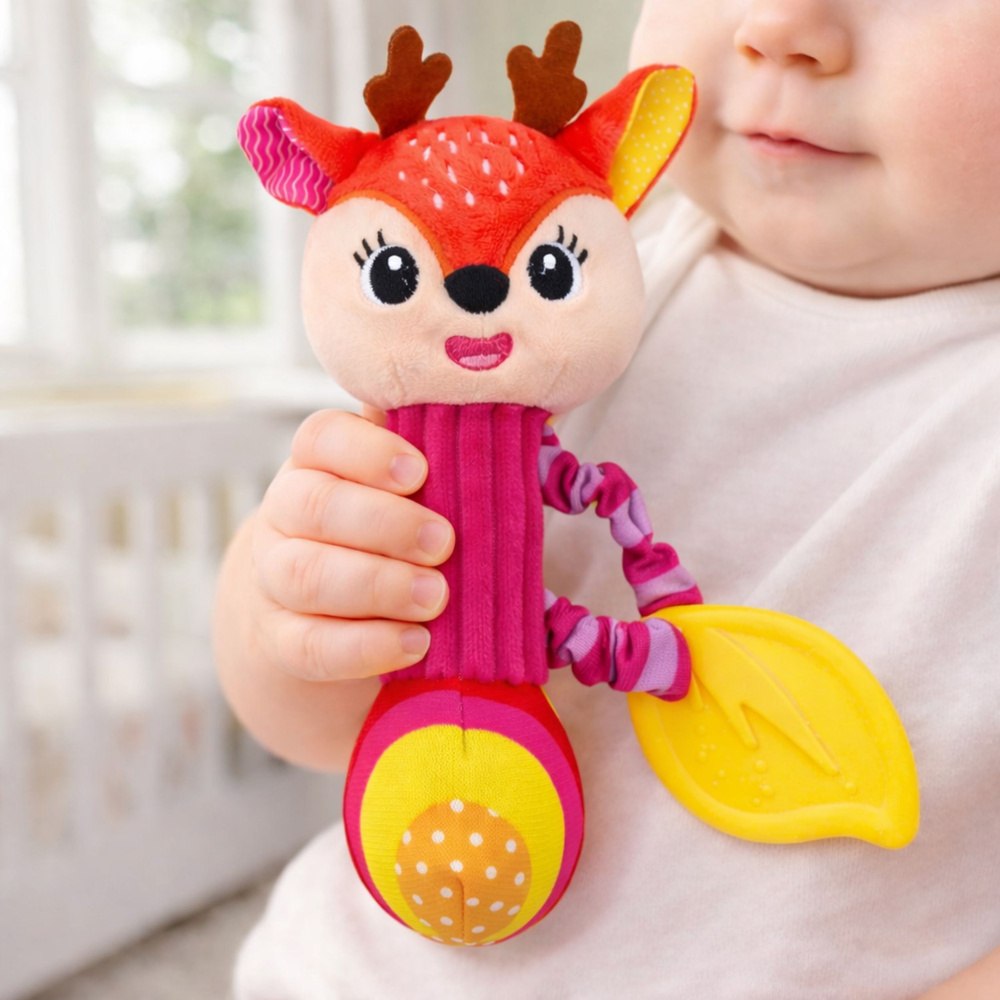 Plush Rattle DEER TEETHER SQUEAKER Gift for Baby 0m+ Manufacturer code 5907881178734