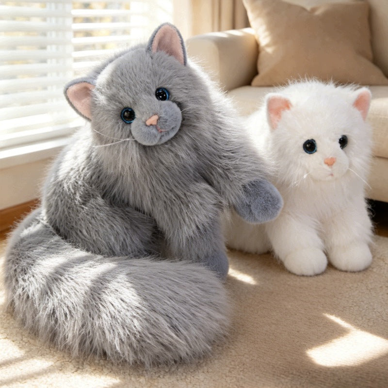 Plush Toy Kitten Lying 50 cm Plush Pooh Soft XXL White Grey Gift Packaging status original