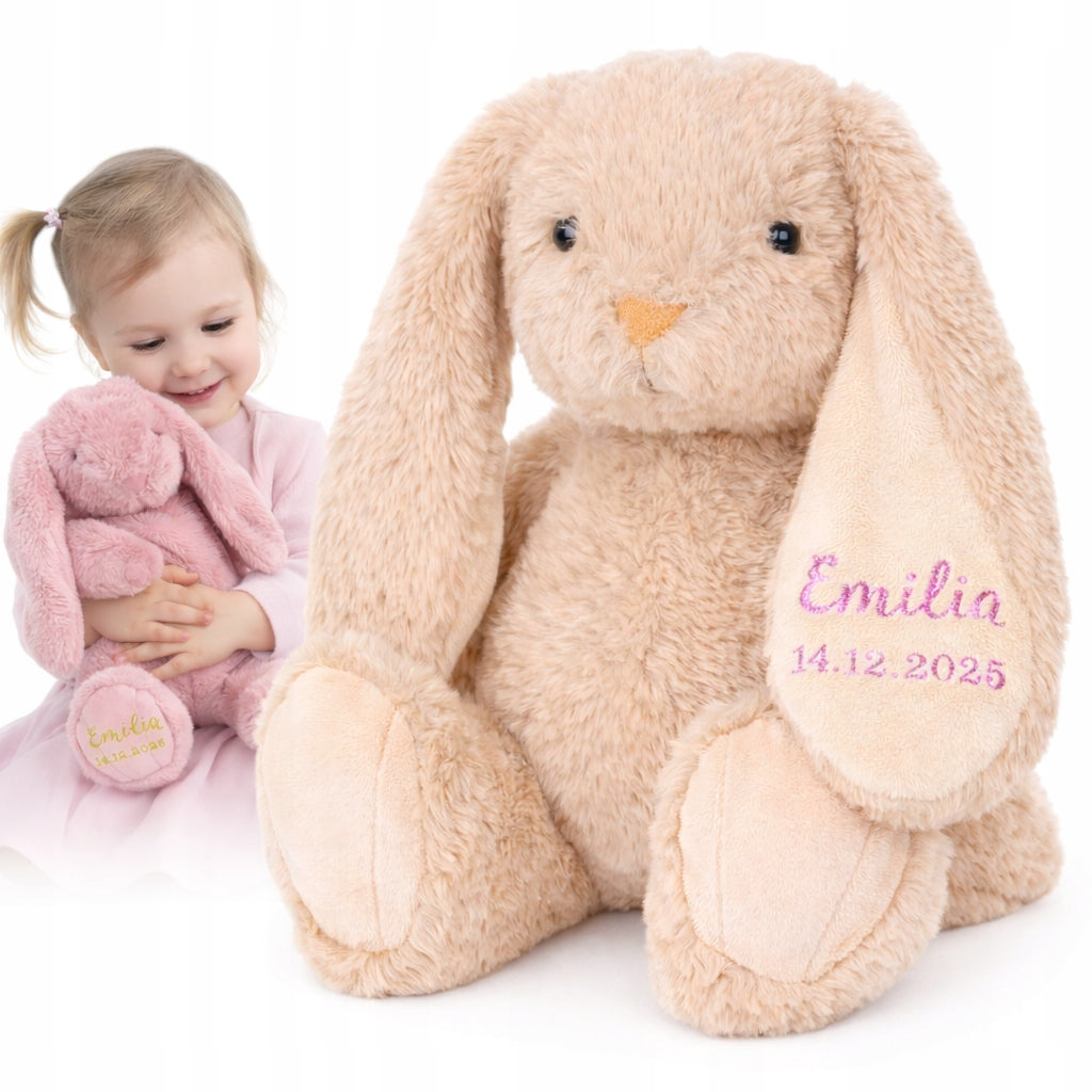 Plush Toy RABBIT with long ears colors 30 cm plush cuddly name date