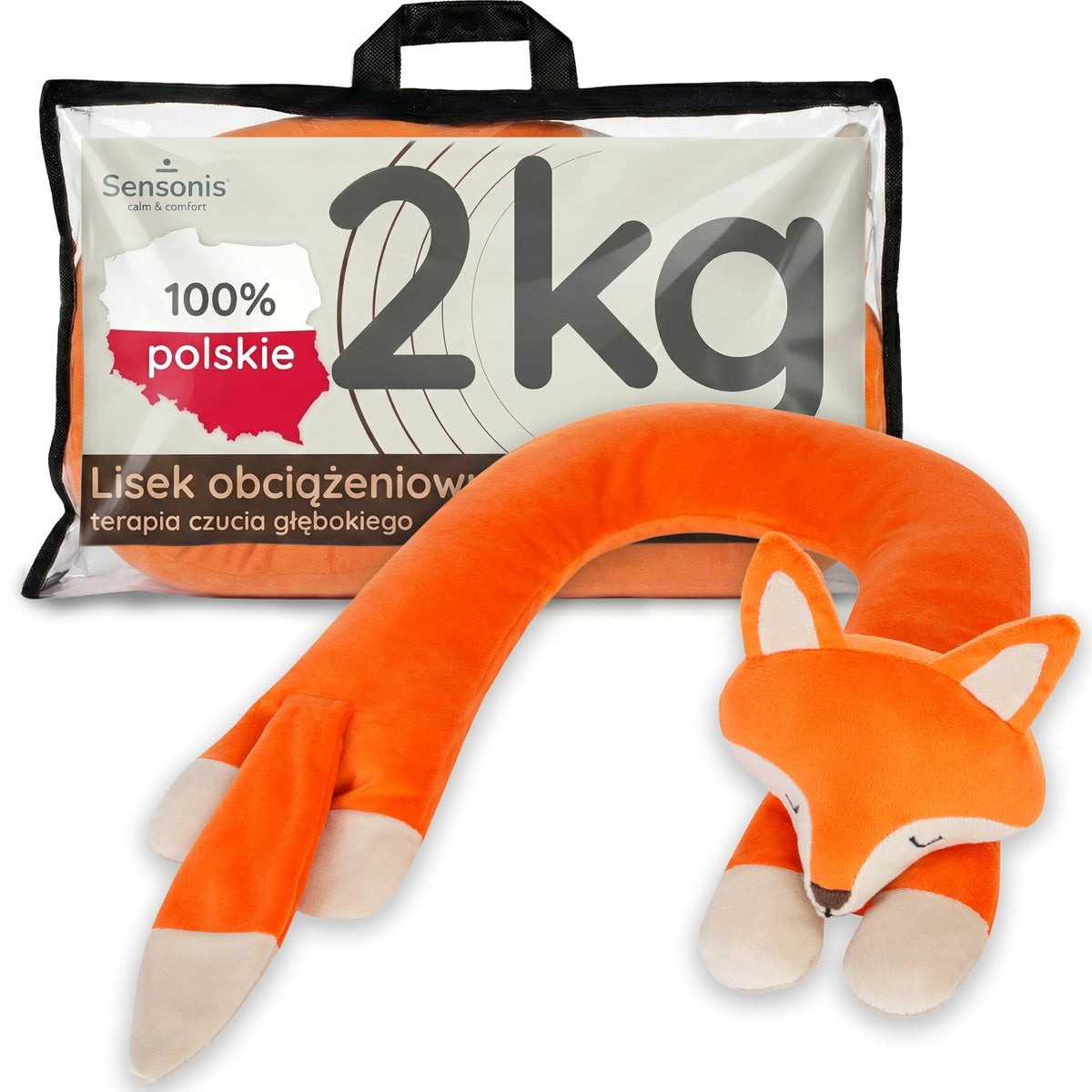 Plush Toy Weighted 2 kg (adjustable) FOX, weighted collar, Sensonis