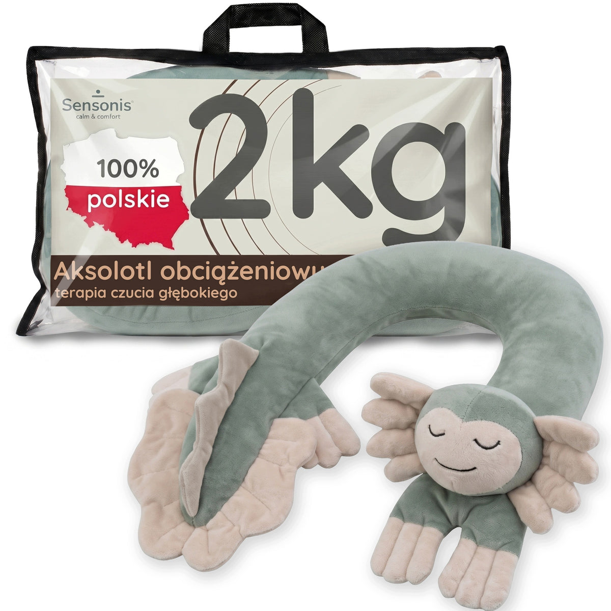 Plush Toy weighted 2kg reg. stuffed animal AKSOLOTL collar Polish ADHD gadget